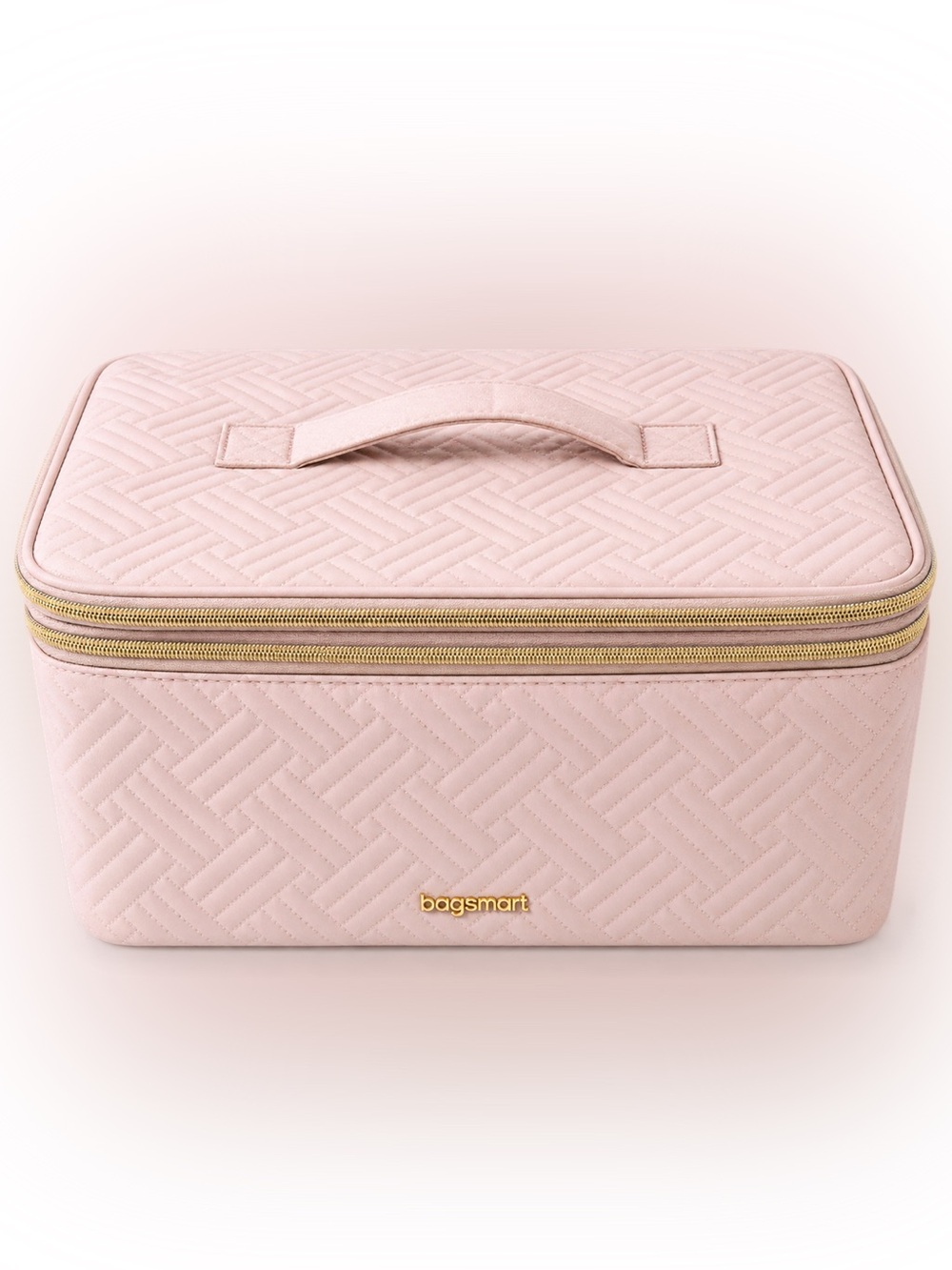 BAGSMART NWT Blush Pink Quilted Makeup Train Case Travel Organizer